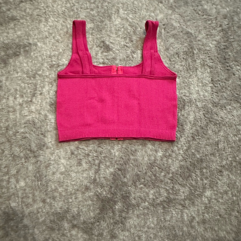 Pink Ribbed Women's Top - Picture 2 of 3